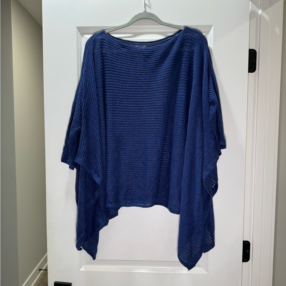 Chicos Sweater Women Size 2 / Large Blue Poncho Knit Sweater
